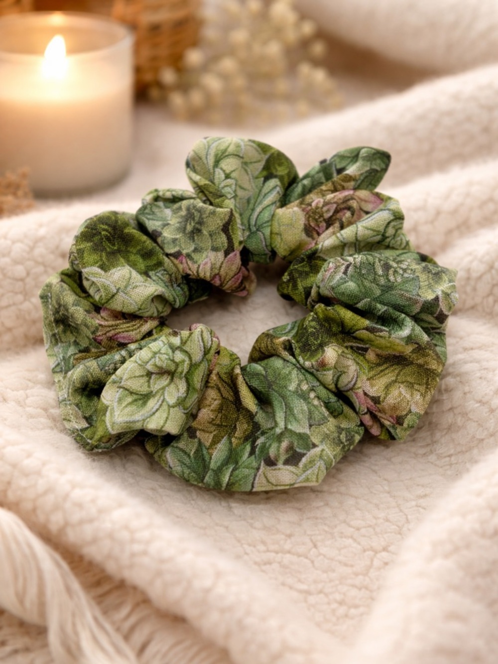 Succulent Garden Scrunchie – Standard Size